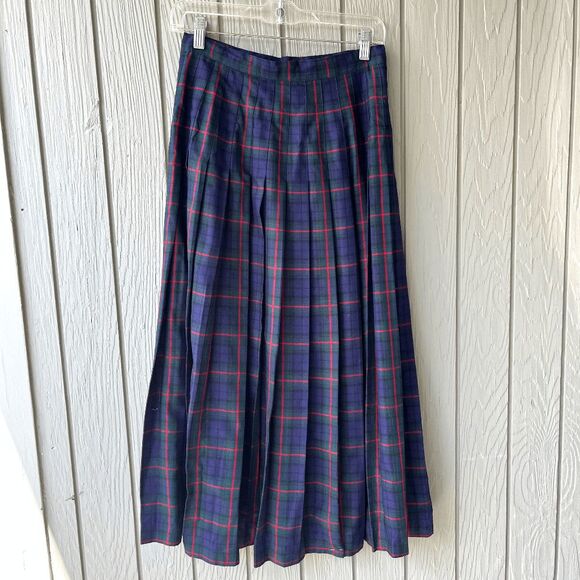VTG 90s GAP Plaid Tartan Pleated Midi Skirt Rayon Grunge Academia Sz 8 - Picture 6 of 8